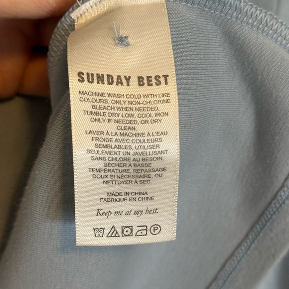 Sunday Best Light Blue Cropped Long Sleeve Polo Top / Hugo Top - Picture 5 of 9